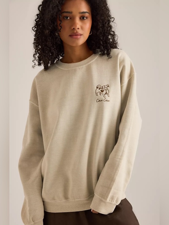 Anthropologie Tops - NWT Size XS - Anthropologie Embroidered Dog Sweatshirt Oatmeal Color (US$ 98)